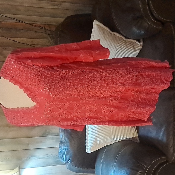 Johnny Was Pink V Neck Eyelet Tunic Top Dress Size PXS - Picture 4 of 10